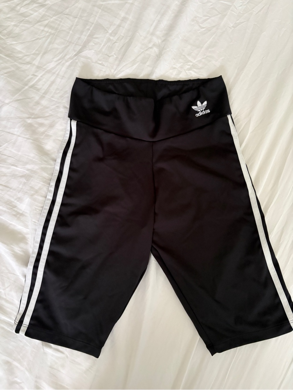 Adidas Women’s Black Athletic Shorts with White Stripes